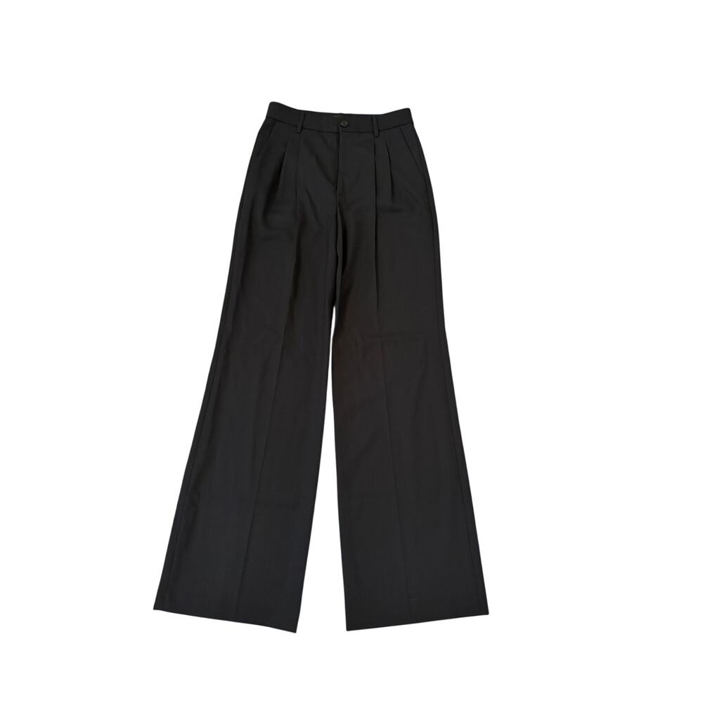 Nili Lotan Black Pants Straight Leg Single Pleat - 2